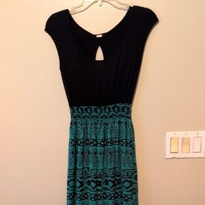 Black and Teal Maxi Dress